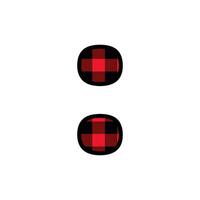 Alphabet number punctuation mark font, red lumberjack plaid pattern for Colon vector