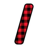 Alphabet number punctuation mark font, red lumberjack plaid pattern for Slash or backslash vector