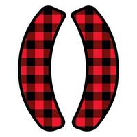 Alphabet number punctuation mark font, red lumberjack plaid pattern for Round Brackets vector