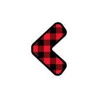 Alphabet number punctuation mark font, red lumberjack plaid pattern for less than or more than vector