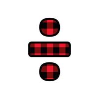 Alphabet number punctuation mark font, red lumberjack plaid pattern for division sign vector