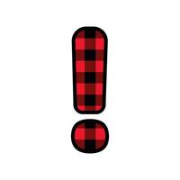 Alphabet number punctuation mark font, red lumberjack plaid pattern for Exclamation Mark vector