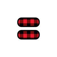 Alphabet number punctuation mark font, red lumberjack plaid pattern for equals vector