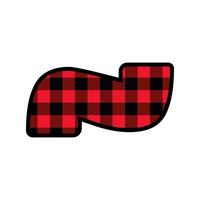 Alphabet number punctuation mark font, red lumberjack plaid pattern for tilde vector