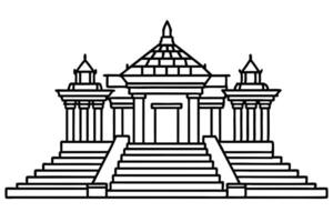Elegant Architectural Drawing of a Majestic Temple Complex vector