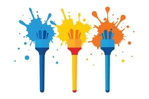 Colorful Paintbrushes with Splashes Showcase Creativity vector