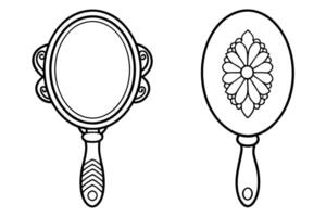 Elegant Handheld Mirrors with Ornate Designs vector
