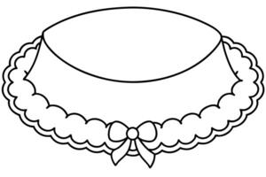 Simple black and white drawing of a decorative collar with lace and bow. vector