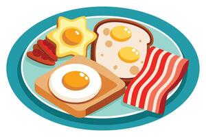 Delicious breakfast of eggs, toast, and a drink. vector