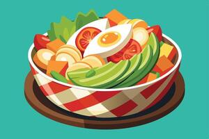 Colorful and Healthy Salad Platter with Eggs and Veggies vector