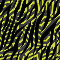 Bold black zebra pattern flow over a vibrant neon green geometric background, creating a dynamic and energetic abstract print. The sharp lines and contrasting colors evoke a sense of modern energy. vector