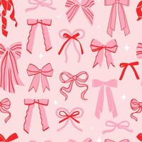 Coquette bow and ribbon seamless pattern vector