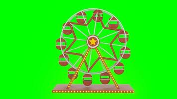 looped 3d ferris wheel with on green screen. animation of ferris wheel and lights video