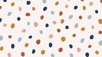 Colorful polka dot abstract pattern. Contemporary childish doodle design on beige background. circle confetti backdrop. Fun simple festive banner template vector