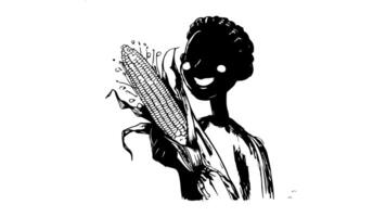 forms a sketch of a child eating corn icon video