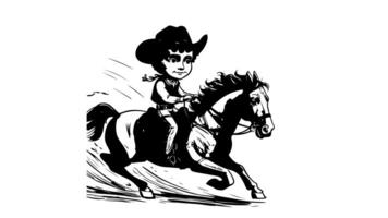 forms a sketch of a cowboy icon on a horse video