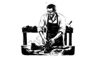 forms a sketch of a shoemaker icon video