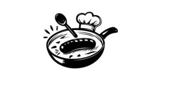 forms a sketch of the sausage frying icon video