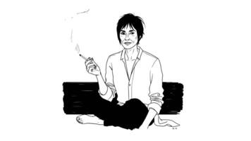forms a sketch of a smoking person icon video