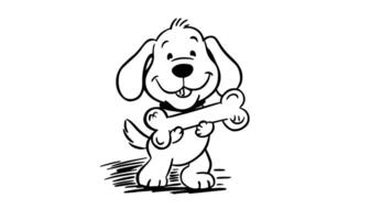 forms a sketch of a dog eating a bone icon video