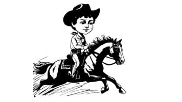forms a sketch of a cowboy icon riding a horse video