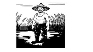 forms a sketch of a farmer's icon video