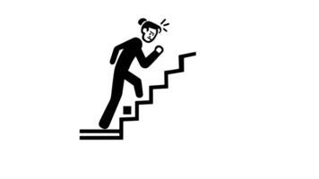 forms a sketch of an icon of a person climbing the floor stairs video