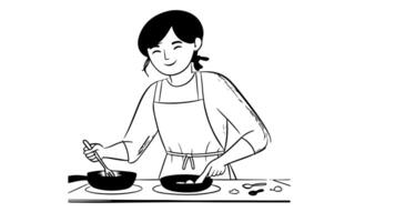 forms a sketch of a cooking person icon video