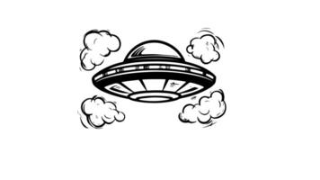 forms a sketch of a UFO plane icon video