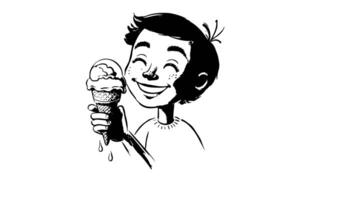 forms a sketch of an icon for a child bringing ice cream video