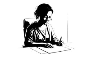 forms a sketch of an icon of a person writing video
