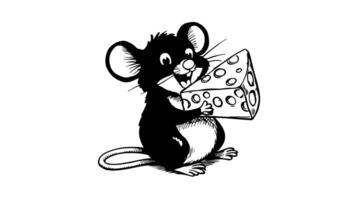 forms a sketch of a mouse eating cheese icon video