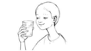 forms a sketch of a milk drinking icon video