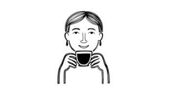 Animation creates a sketch of a drinking icon using a cup video