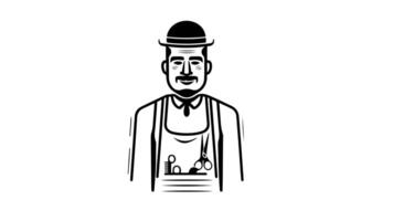 Animation forms a sketch of a barber icon video