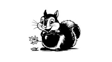 forms a sketch of a squirrel eating an apple icon video
