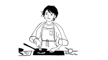 Animation forms a sketch of a cooking person icon video