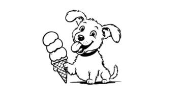 forms a sketch of a dog eating ice cream icon video