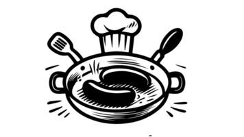 Animation forms a sketch of the sausage frying icon video