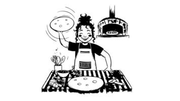 forms a sketch of the pizza maker icon video