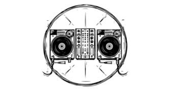 Animation forms a sketch of a DJ tool icon video