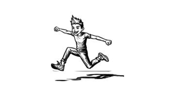 forms a sketch of a jumping person icon video
