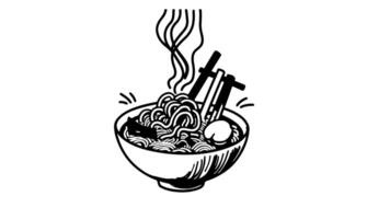 forms a sketch of the ramen noodle icon video