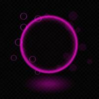 Pink neon circle. Glowing light ring, soft luminescent effect, abstract design, bubbles, halo, futuristic frame, digital glow, sci-fi concept, energy decoration, modern shape, light reflection vector