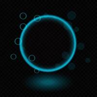 Blue neon circle. Glowing light ring, soft luminescent effect, abstract design, bubbles, halo, futuristic frame, digital glow, sci-fi concept, energy decoration, modern shape, light reflection vector