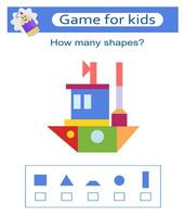 Math activity for kids. Developing numeracy skills. Count how many triangles, rectangles, circles. illustration vector