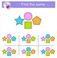 Logic game for kids. Find the same. vector