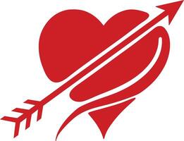 Silhouette logo of arrow passing through the heart on white background vector