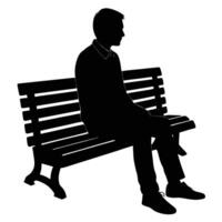 Man on Park Bench Silhouette Concepts vector