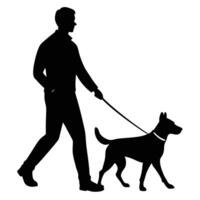 Man Walking with Dog Silhouette Concepts vector